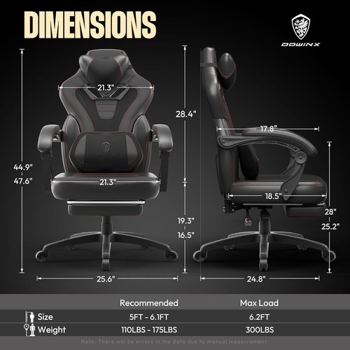 Gaming Chair with Footrest Large and Tall Gaming Chair for Heavy People - Picture 3 of 9