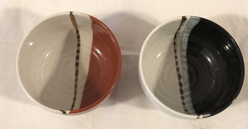 2er Set Japanische Keramik Schüsseln 5" x 3,5" Braun/Weiß und Schwarz/Weiß Neu in Box - Bild 8 von 12