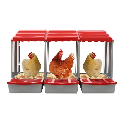 Red 3-Compartment Chicken Nesting Box Wall-mounted Rectangular Egg Collection US - Picture 14 of 20