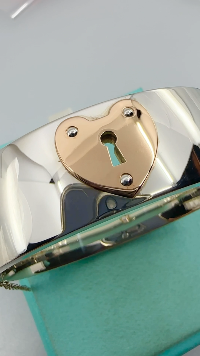 Tiffany & Co. 925 Silver 18K Gold Love Lock Hinge 7