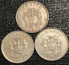 3 VERY NICE 1969/1987/1989 JAMAICA 10 CENTS FLOWER/BUTTERFLY COINS-NOV323