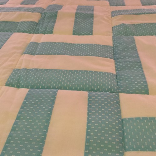 New Homemade Lap Quilt, Blue & White, 32 x 40 inch - Picture 3 of 6