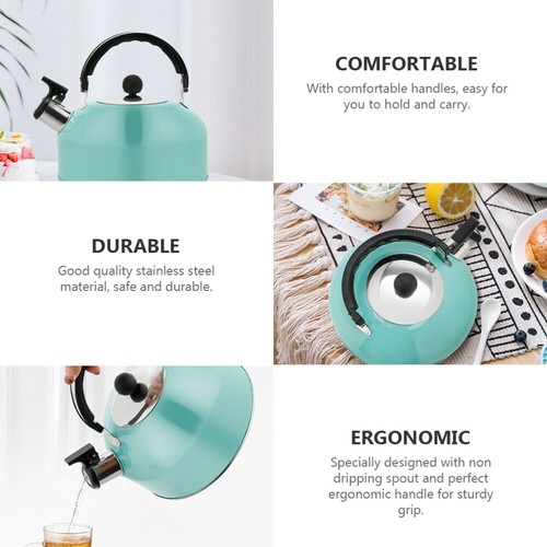 Kettle Stainless Steel Tea Kettles Stovetop Whistling Cool Handle Travel - Picture 6 of 12