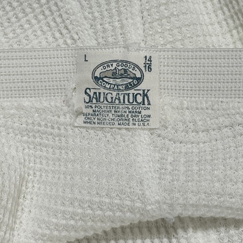 Saugatuck Pants Boys L White Thermal Long Johns Vintage USA made 80s Waffle Knit - Picture 3 of 5