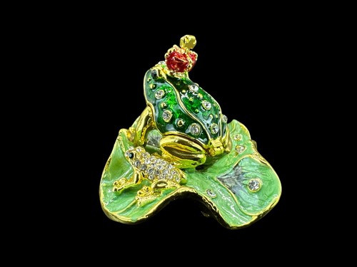 Schatulle „FROSCH AUF EINEM BLATT“, Fabergé-Stil P23090C - Bild 2 von 6