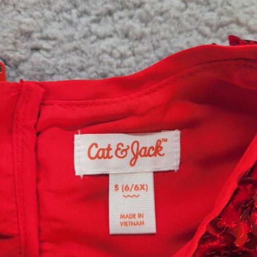 Cat & Jack Sequin Lace Tulle Dress, Red, Christmas Dress Size 6/6X Girls - Picture 2 of 6
