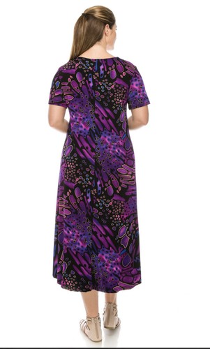 JOSTAR Purple LONG DRESS Poly Spandex Slinky Stretch Knit TRAVEL  S M L XL 2X 3X - Picture 3 of 5