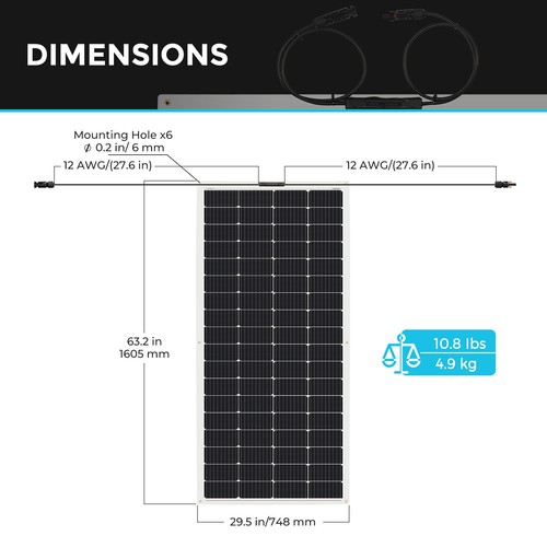 Openbox Renogy 200W 12V Flexibles Solarpanel Monokristalline Solarmodule Panel - Bild 5 von 7