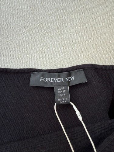 Forever New Parker One Shoulder Knit Top Black AU Size 8 - Picture 5 of 7