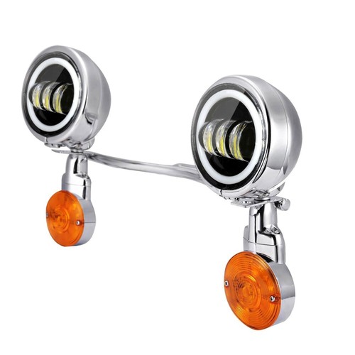 7" LED Headlight & 4.5 Passing Lights Bar For Yamaha V Star 650 950 1100 Classic - Picture 3 of 11