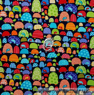 BonEful Fabric FQ Cotton Quilt Blue Rainbow Yellow Polka Dot Circle Star Baby US