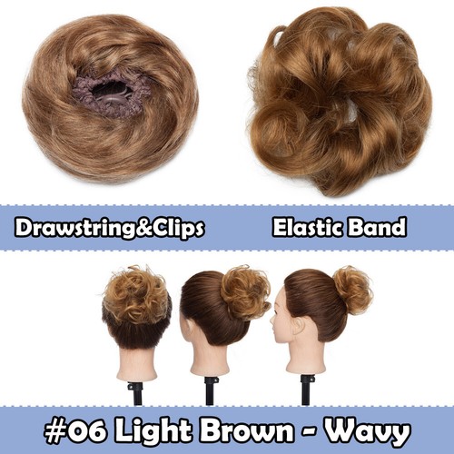 THICK Messy Bun Real Remy Human Hair Scrunchie Piece Clip In Updo Hair Extension - 第 36/40 張圖片