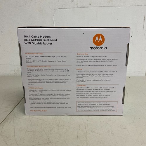 Motorola MG7550 16x4 DOCSIS 3.0 Cable Modem Plus AC1900 WiFi Router *OPEN BOX* - Bild 2 von 19