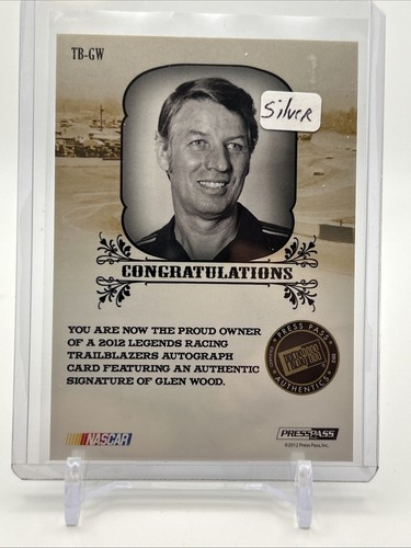 2012 Press Pass Legends Trailblazers Silver Auto 038/150 Glen Wood #TB-GW Auto - Picture 2 of 4
