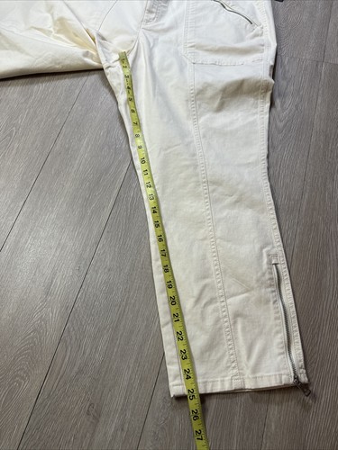 Ralph Lauren Cargo Ankle Pants Women’s 16 Cream Color Zip Trim Plus Size New - Picture 8 of 9