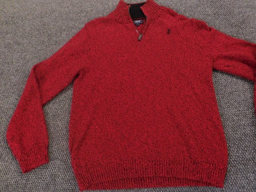 Izod Womens Sweater Extra Large Red pullover Quarter Zip stretch - Picture 3 of 12