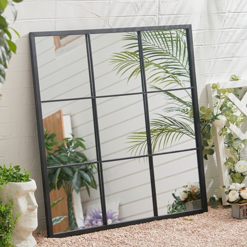 Retro Industrial Style Black Metal Window Style Metal Frame Wall Mirror Decor - Picture 10 of 45