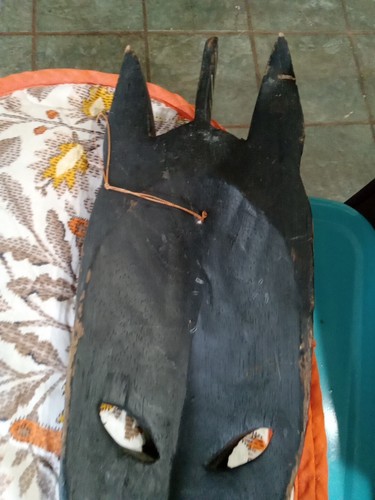 Máscara de jirafa cebra caballo madera africana vintage decoración de pared 16" BOBO - Imagen 3 de 4