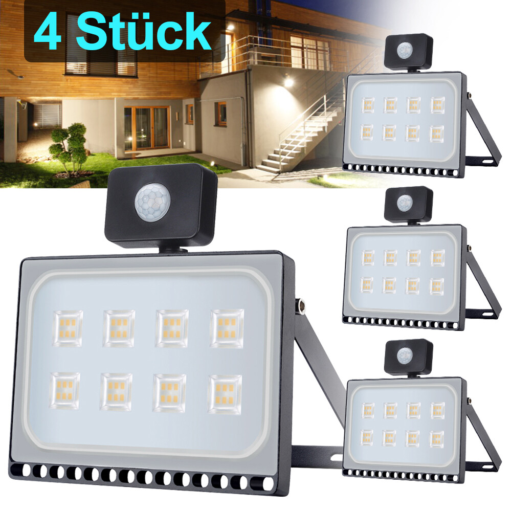 4X 50W LED Fluter Flutlicht Strahler Warmweiß Mit Bewegungssensor Ultra dünn 4X 50W LED Fluter Flutlicht Strahler Warmweiß Mit Bewegungssensor Ultra dünn