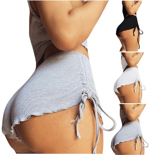 Mujeres Color Suave/Impreso Verano Cordón Sexy Pantalones Cortos Laterales Calientes Pantalones - Imagen 1 de 20