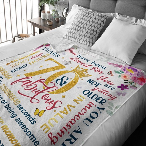 70th Birthday Blanket 60"x50" 70 Year Old Birthday Gifts for Mom Wife Sister - Picture 5 of 8