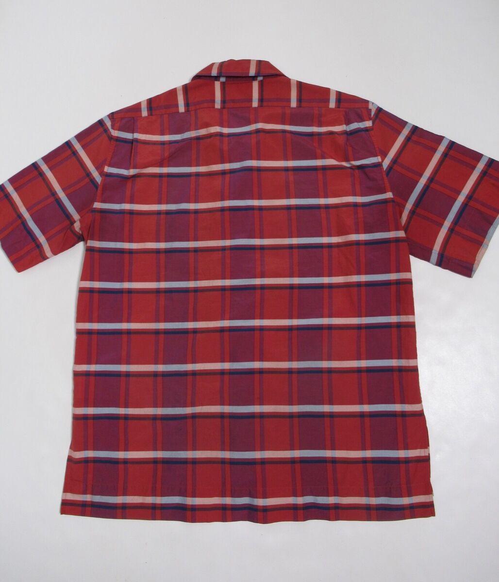 Acne Studios Men's Elms Check PSS18 Plaid Shirt Red Multi Size XL