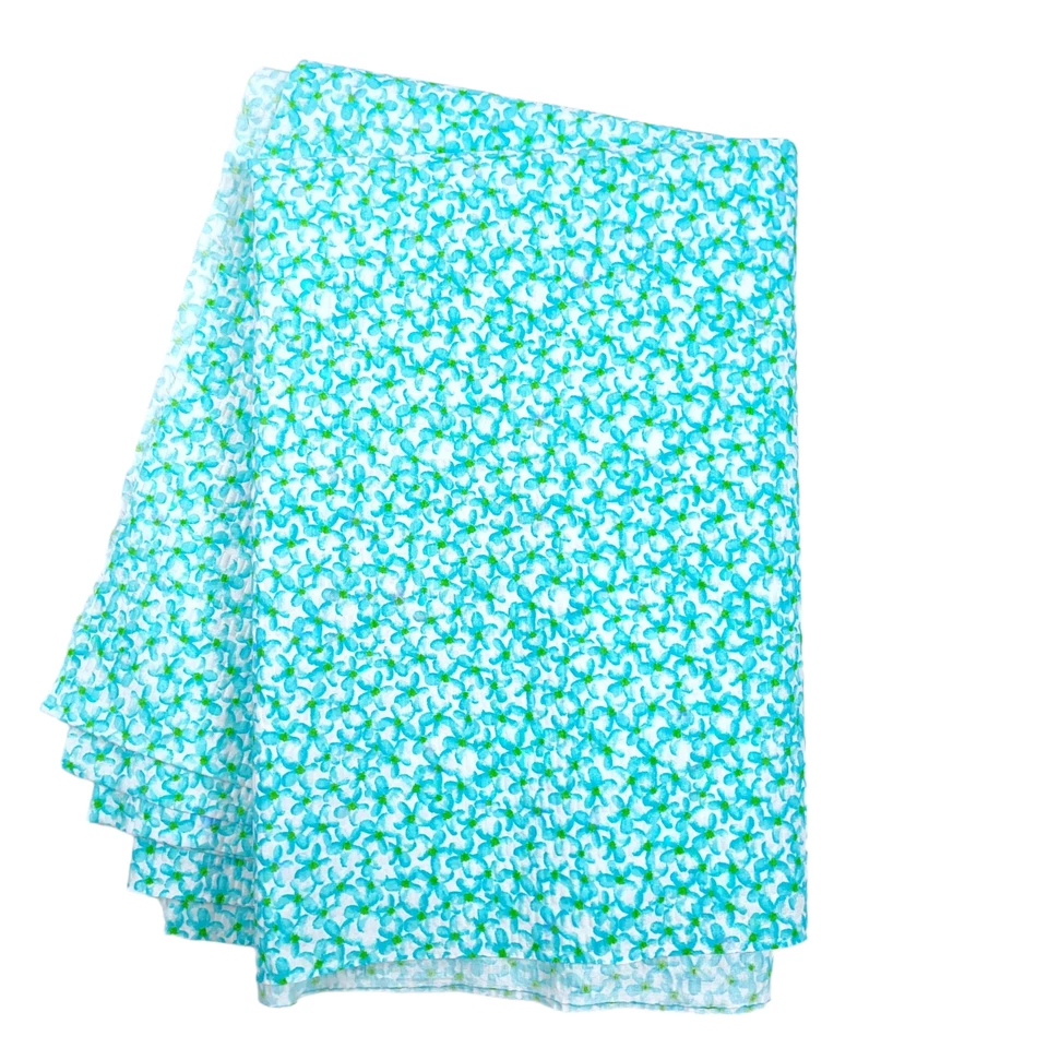 Tela de algodón vintage Seersucker 1yd26 azul calicó floral años 50 60 Foto 4 de 4