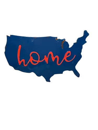 Rustic Metal America Home Wall Sign Decor Red Blue Patriotic USA Large 25"x16" - Picture 2 of 3