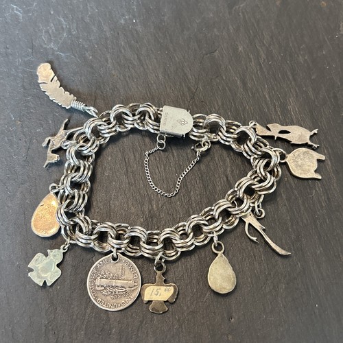 Vintage Southwestern Sterling Silver Charm Bracelet Heavy 10 Charms 32g 7.6” 3h - Picture 15 of 18