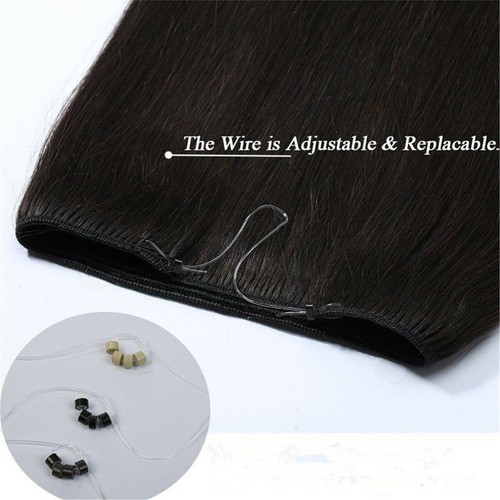 200g Double Weft Wire Flip In One Hairpiece Real Human Hair Extension Full Head - Picture 7 of 28