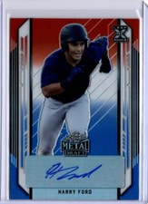 HARRY FORD 2021 Leaf Metal Baseball Red White & Blue  RAINBOW XRC AUTO 9/10