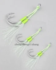 5Pair Steel Wire Line Double Assist Hooks Big Game Jigs Fishing Hooks 1/0-3/0#