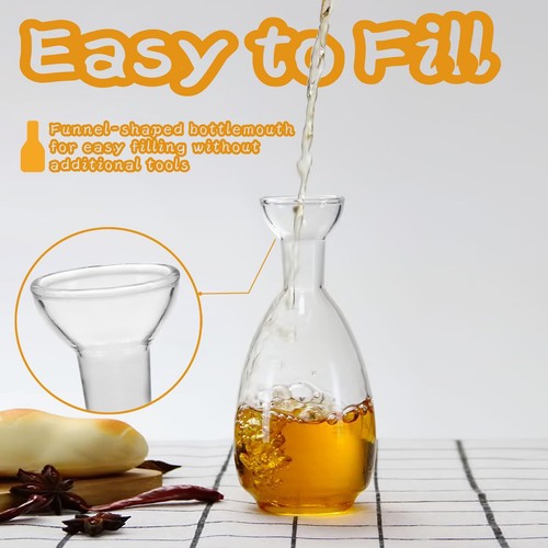 Glass Oil Bottle with Spout 10 oz Olive Oil Dispenser for Cooking Kitchen - Picture 4 of 7