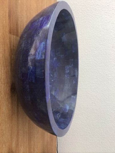 Marble Wash Basin Overlay Inlaid with Lapis Stone Bathroom Sink for Hotel Decors - Picture 2 of 8