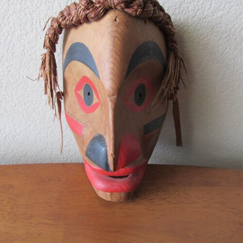 MID CENTURY WILD MAN FACE MASK SIGNED BY ARTIST "ELMER" MADE IN BRITISH COLUMBIA