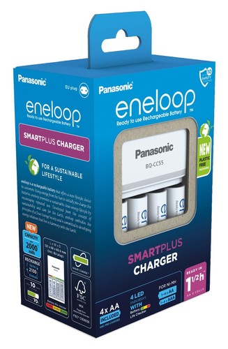 Panasonic Eneloop SMART + Charger + 4 AA 2000mAh Rechargeable Batteries EU Plug - Picture 3 of 3