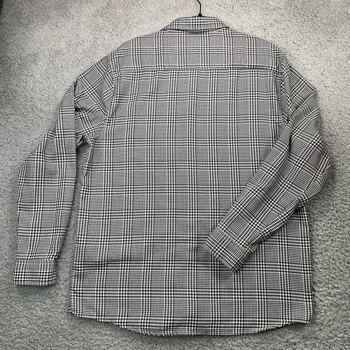 Forever 21 Mens Long Sleeve Button Up Black White Stripe Checkered Size Large - Picture 8 of 9