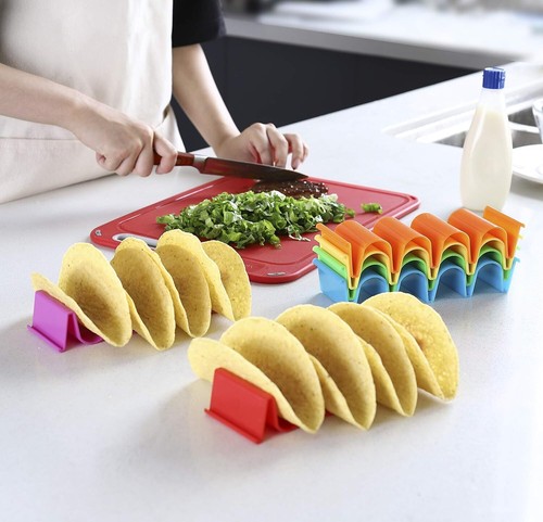 Taco Shell Holder Stand Hard Dishwasher Top Rack Safe Set Of 6 Multicolour NEW - Picture 4 of 11