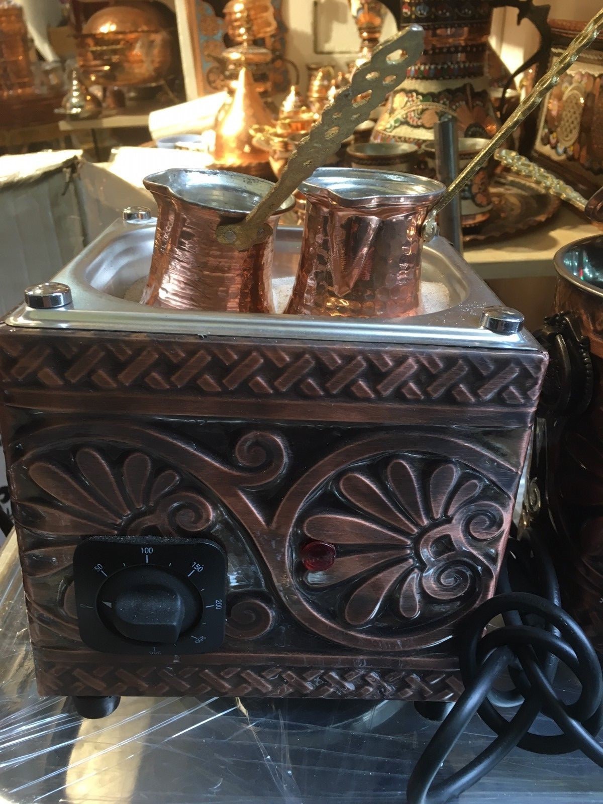 Old Metal Water Heater and a Gezve for Making Turkish Coffee, Copper Gezve  -  Sweden