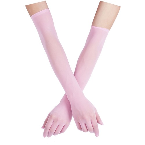 Women Men's Semi Sheer See through Glossy Long Gloves Party Armsleeve Mittens - Picture 45 of 65