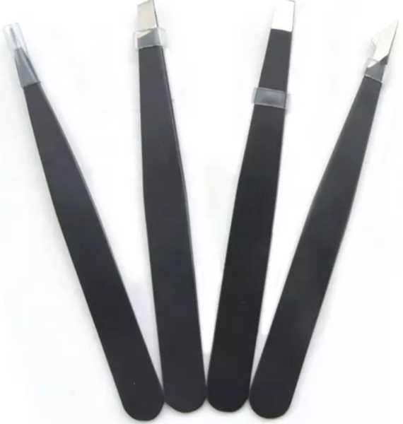 Ewanto Augenbrauen Pinzetten 4Er Set Black PräZisions-Pinzetten Edelstahl AP-01-image