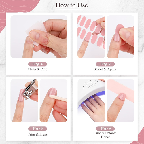 Unghie Gel Adesive UV 20 PCS Smalto Adesivo per Unghie Strisce Gel UV (Rosa Crem - Foto 7 di 12