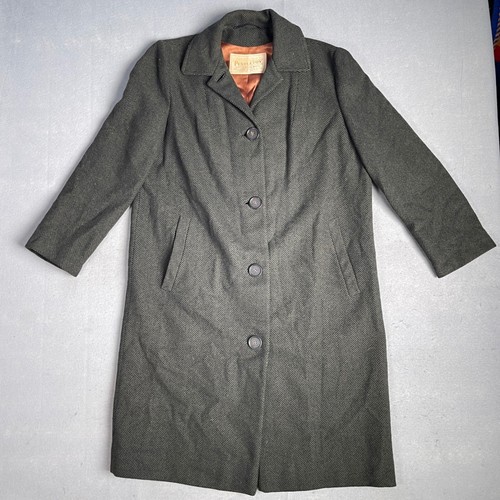 Vintage Pendleton Wool Coat Herringbone Overcoat Classic Winter Gray Size 44