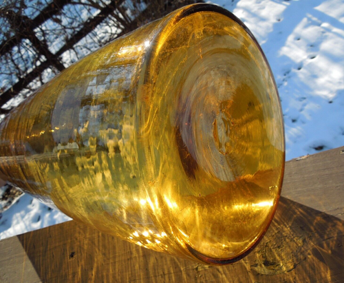 MCM Blenko 29” Jonquil Yellow Art Glass Massive Floor Vase 6138 Wayne Husted - Picture 5 of 11