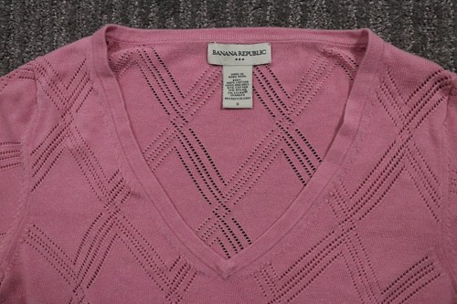 Suéter Banana Republic Para Mujer S Rosa Diamante Tejido Abierto Preppy Cottagecore - Imagen 3 de 8