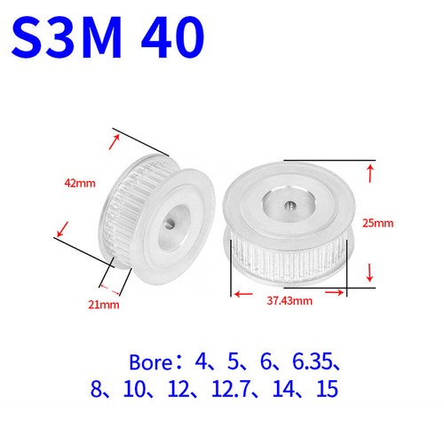 S3M 20T-60T Timing Belt Pulley Pitch 3mm AF-type CNC Drive Pulleys Width 21mm - Picture 18 of 20