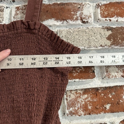 a.n.a A New Approach Brown Sleeveless Cotton Smocked Ruffle Midi Dress XL Boho - Picture 3 of 10