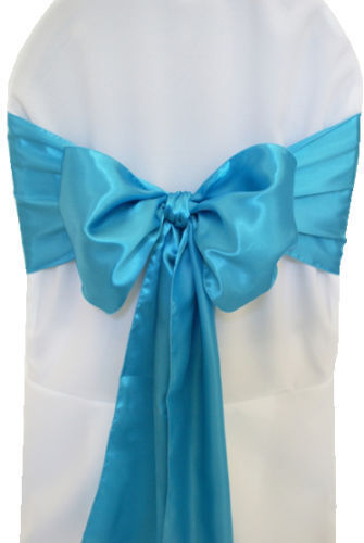 1 25 50 100 Satin Sashes Chair Cover Bow Sash WIDER FULLER BOWS Wedding Party - Picture 9 of 35