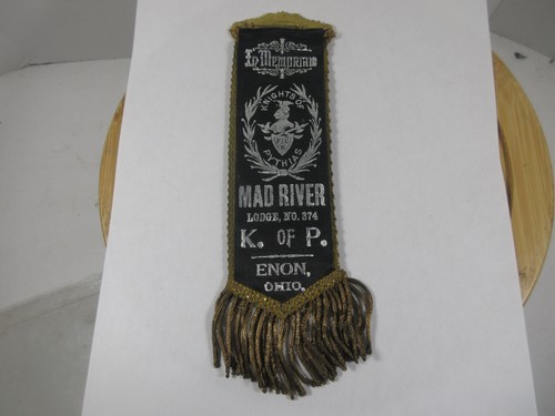 antiguo botón de cinta Knights Of Pythias Lodge Mad River Enon Ohio M. G. Lilley - Imagen 11 de 20