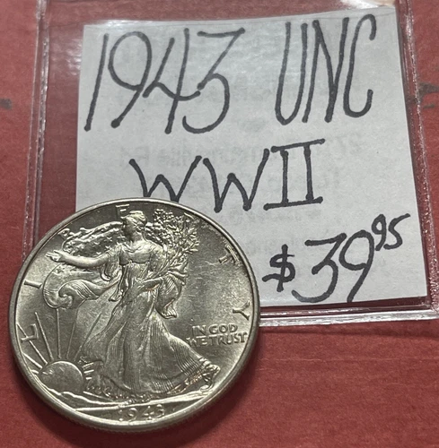 1943 Walking Liberty Silver Half Dollar (UNC) Uncirculated Cond. (WWII Era). ENN